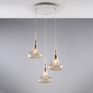 Lampadario Contemporaneo Nemesi Metallo Ambra 3 Luci E27