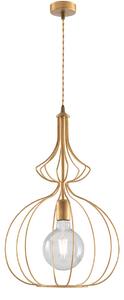 Sospensione Industrial 1 Luce Olimpia Gabbia Ferro Laccato Oro