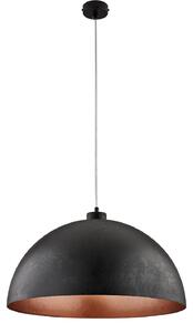 Sospensione Industrial 1 Luce Marcus In Ferro Laccato Nero E Rame Diam 50