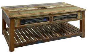 Tavolino da salotto in legno di Legno riciclato 140x80x55 multicolore laccato NATURE OF SPIRIT #108