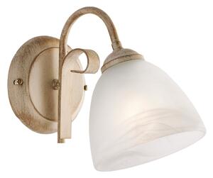 Applique Forgiato 1 Luce Ferro Avorio E Oro Vetro Bianco