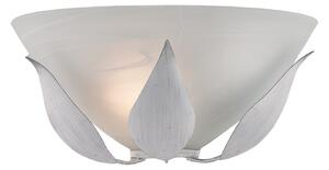 Applique Classica Esse 1 Luce Ferro Battuto E Vetro Bianco E Argento