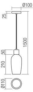 Redo 01-4044 - Lampadario a sospensione con filo ATLANTIS 1xE27/42W/230V diametro 11 cm nero