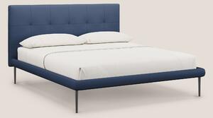 Midori letto imbottito trapuntato in ecopelle con piedini alti T04 blu
