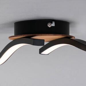 Briloner Plafoniera LED Go 2 luci nero/legno ondulato