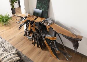 Tavolino da consolle in legno di Teak 200x50x80 naturale laccato UNIKA #179