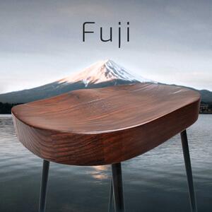 Fuji - Set di 4 sgabelli in metallo con seduta in legno massello di olmo