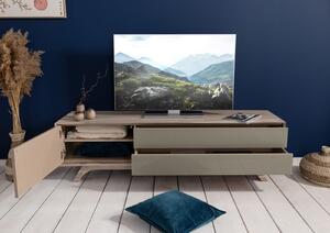 TROMSO #005 Mobile Tv in legno di acacia e vetro - laccato / crema 180x45x50