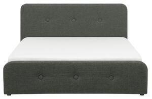 Letto a doghe Tessuto in poliestere grigio scuro Gambe in legno imbottite Pouf contenitore 160 x 200 cm Design moderno Beliani
