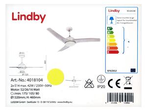 Lindby - Ventilatore da soffitto EMANUEL 2xE14/42W/230V + telecomando