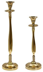 Set di 2 candelieri in metallo dorato lucido metallico Glamour Taper Portacandele Beliani