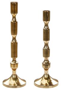 Set di 2 candelieri Portacandele conici glamour metallici lucidi in metallo dorato Beliani