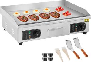 Piastra grill elettrica da 4000W - Piastra grill liscia - Griglia commerciale in ferro per cucina - Dimensioni 663mm