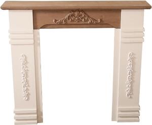 Casa Padrino cornice per camino in stile country bianco/marrone antico 110 x 22 x h. 98 cm - Mobili Shabby Chic