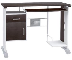 Homcom Scrivania Porta PC Design Ufficio con Cassetti in Legno Salvaspazio, Tavolo per Computer, Marrone|Aosom