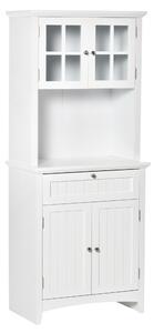 HOMCOM Mobile Cucina Dispensa per Cucina e Sala da Pranzo con 2 Armadietti, Ripiani Regolabili e Piano d'Appoggio, in MDF, 68.6x40x164 cm, Bianco | Aosom Italy