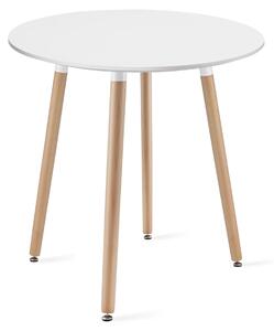 Tavolo - Leobert - Kami - Bianco/Gambe Naturali - 60 Cm