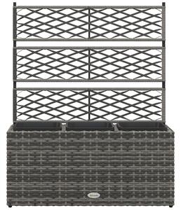 Outsunny Fioriera con Grigliato per Rampicanti con 3 Vasi in Acciaio e Rattan PE, 84x30x107cm, Grigio|Aosom