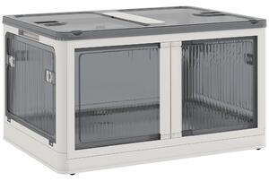 HOMCOM Contenitore in Plastica con Coperchio Impilabile e Pieghevole, 5 Aperture con Blocchi, 4 Ruote, 60x42x34 cm, Bianco | Aosom Italy