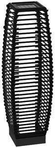 Outsunny Lampada Solare da Giardino con Pannello di Ricarica, in Acciaio e Rattan, 20x20x68 cm, Nero|Aosom