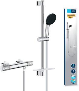 Shower set with thermostatic mixer. 3-jet shower head. 60cm bar and flexible hose - GROHE 34791001 - Water saving - Chrome