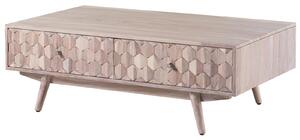 Tavolino da salotto in legno di Acacia 120x70x40 bianco laccato MOSAYK #203