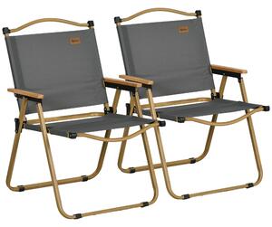 Outsunny Set 2 Sedie per Esterni Pieghevoli con Braccioli in Tessuto Oxford e Acciaio, Grigio