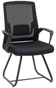 HOMCOM Sedia da Ufficio Senza Ruote Ergonomica con Braccioli per Sala d'Attesa, Nero | Aosom Italy