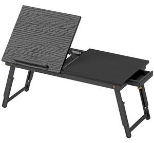HOMCOM Supporto Monitor Inclinabile e Regolabile con Cassetto Laterale, in Legno, 83.5x33x23.5-34 cm, Nero | Aosom Italy