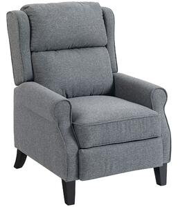 HOMCOM Poltrona salvaspazio Reclinabile con Poggiapiedi, Sedia imbottita Reclinabile in Tessuto Effetto Lino, 74x84x102 cm, Grigio | Aosom Italy