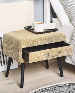 Tavolino con contenitore Gambe nere in velluto a coste beige Valigia 46 x 50 x 35 cm Beliani