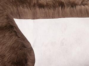 Tappeto in pelle di pecora marrone scuro 65 x 110 cm a pelo lungo naturale in stile rustico Beliani