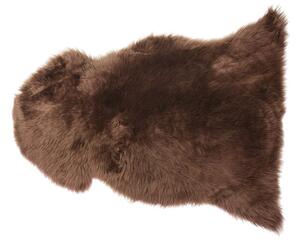 Tappeto in pelle di pecora marrone scuro 65 x 110 cm a pelo lungo naturale in stile rustico Beliani