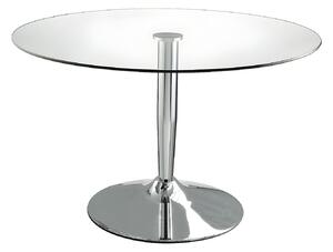 Tavolo da pranzo rotondo in vetro temperato e metallo cromato - NOLAN