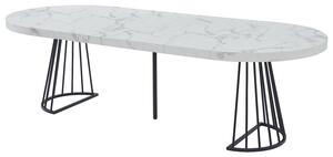 Tavolo da pranzo allungabile da 2 a 12 coperti in MDF e Acciaio Effetto marmo Bianco e Nero - FIRELA