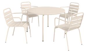 Sala da pranzo da giardino un tavolo D.110 cm e 4 poltrone impilabili in Metallo Beige - MIRMANDE di MYLIA