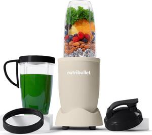 NutriBullet Blender Frullatore con Bicchiere Capacit 0.9 Litri Potenza 900 Watt + Caraffa da 700 ml e Coperchi colore Sabbia - NB907MASN