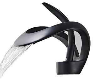 Miscelatore per lavabo, da montare a parete, struttura in acciaio inossidabile, colore nero