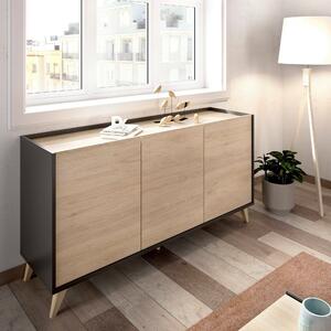 Credenza rovere e antracite 155x43x75h cm 3 ante - Afrodite