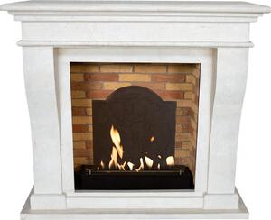Caminetto a etanolo Xaralyn - Kreta BME-SWP - pietra naturale levigata bianca - riscaldamento a 3 kW - caminetto da incasso incluso - caminetto decorativo