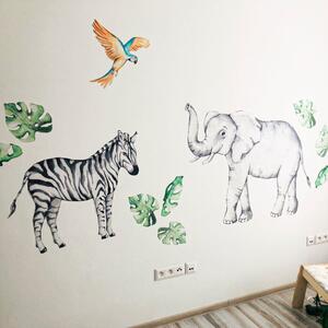 Adesivi da parete - Elefante e la zebra del SAFARI
