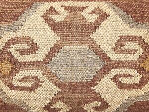 Pouf multicolore in lana di iuta 50 x 50 x 30 cm con motivo geometrico quadrato Moderno Poggiapiedi imbottito Beliani