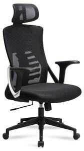 Sedia da ufficio nera con rivestimento in rete sedia da scrivania fino a 120 kg con poggiatesta | Amstyle