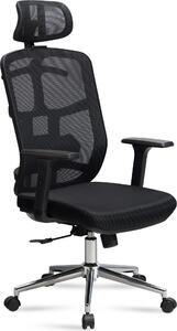 Sedia da ufficio nera con rivestimento in rete sedia da scrivania fino a 120 kg con poggiatesta | Amstyle
