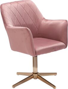 Sedia da scrivania girevole in velluto rosa con schienale | Wohnling
