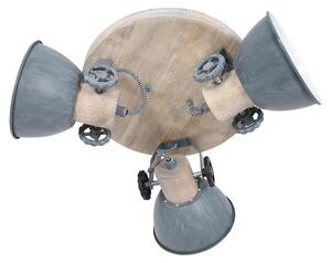 Mexlite - faretto - Gearwood - grigio - metallo legno di gomma - Ø 38cm - E27 - 3063GR