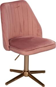 Sedia da scrivania girevole in velluto rosa con schienale | Wohnling