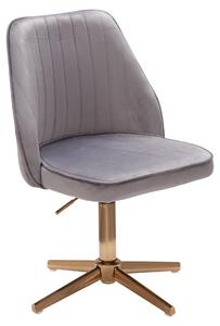Sedia da scrittura girevole in design velluto grigio con schienale | Wohnling