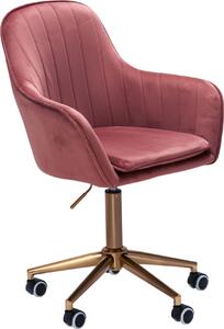 Sedia da scrivania in velluto rosa | Sedia girevole di design con schienale | Sedia da lavoro fino a 120 kg, regolabile in altezza | Sedia a scocca con rotelle | Sedia girevole