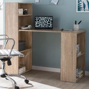 FineBuy Scrivania Sonoma con scaffale 120x120x53 cm in legno - Scrivania moderna con scaffale e ripiani - Tavolo per PC - Tavolo da ufficio con spazio contenitivo